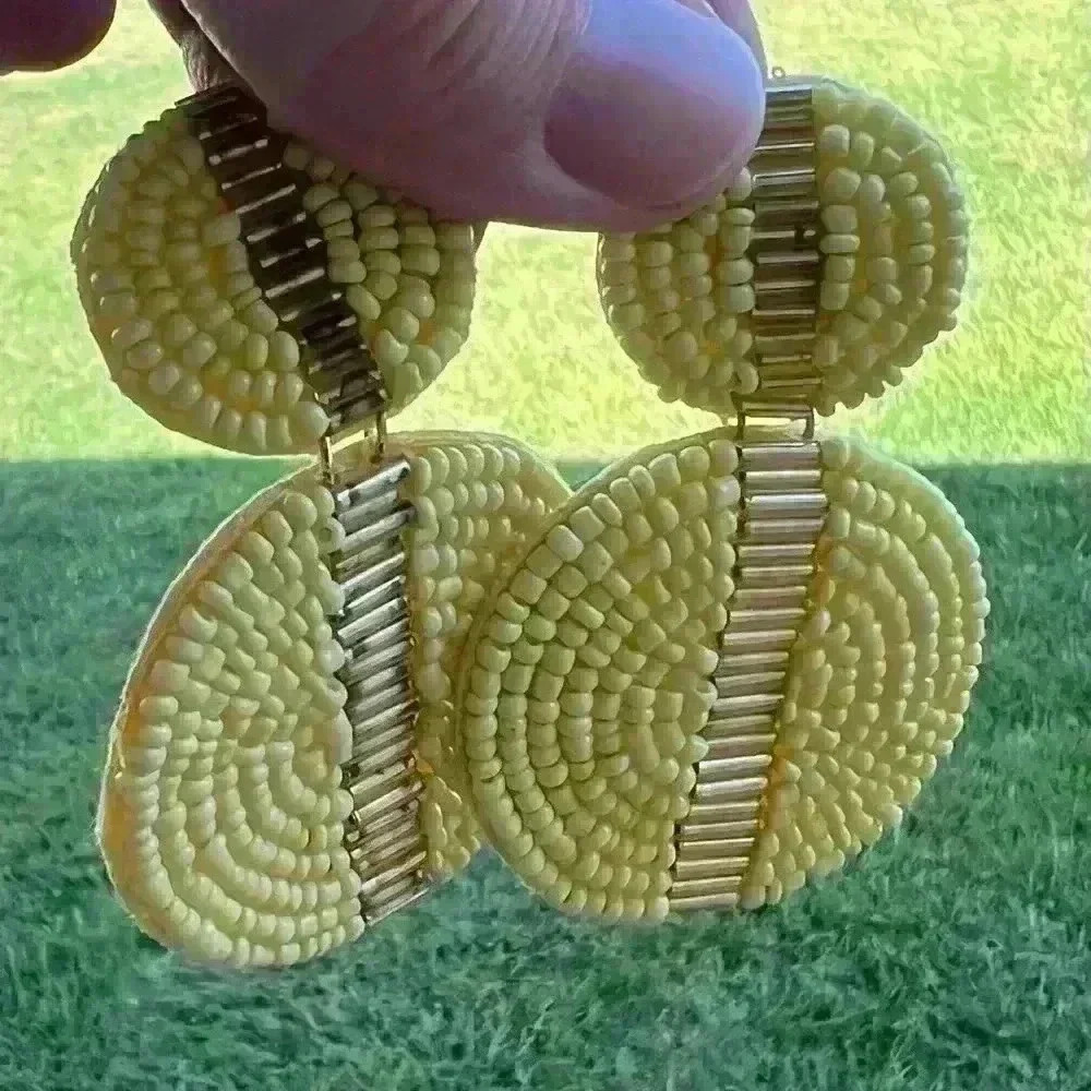 Hobo beaded earrings yellow lime green